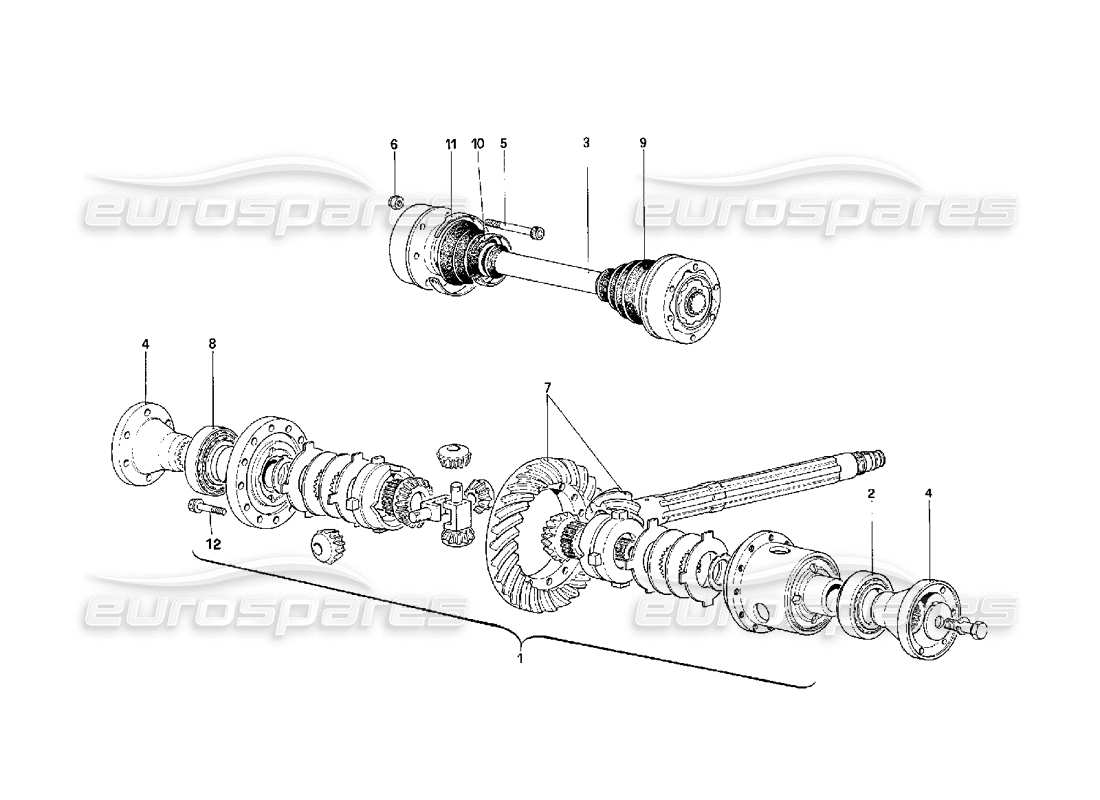 Ferrari F40 Differential & Axle Shafts Teildiagramm