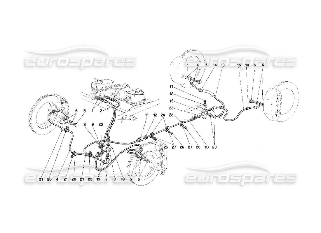 Ferrari F40 Bremssystem – Nicht für USA – Teilediagramm