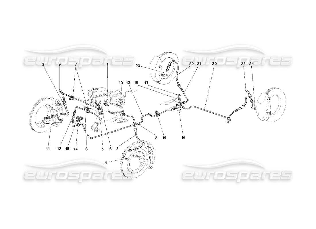 Ferrari F40 Bremssystem – gültig für die USA – Teilediagramm