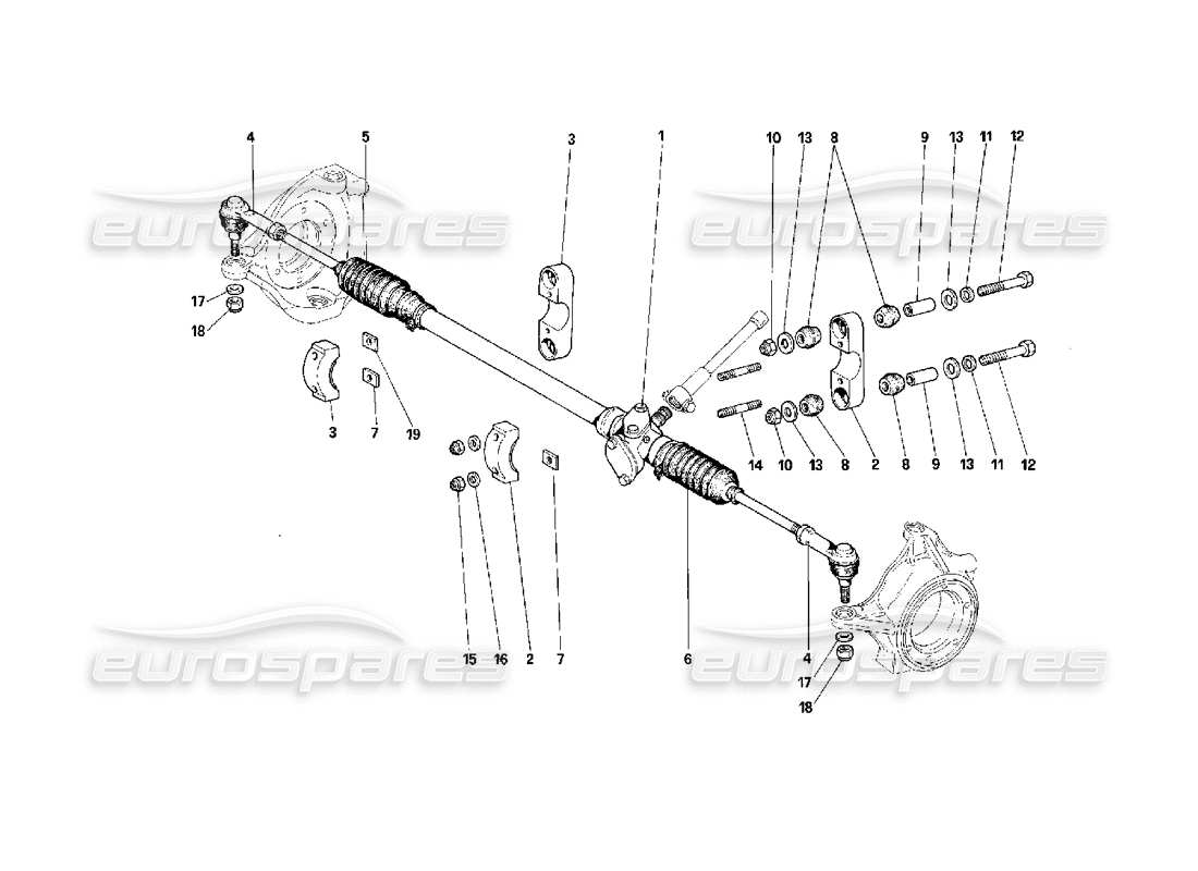 Ferrari F40 Lenkgetriebe und Gestänge Teildiagramm