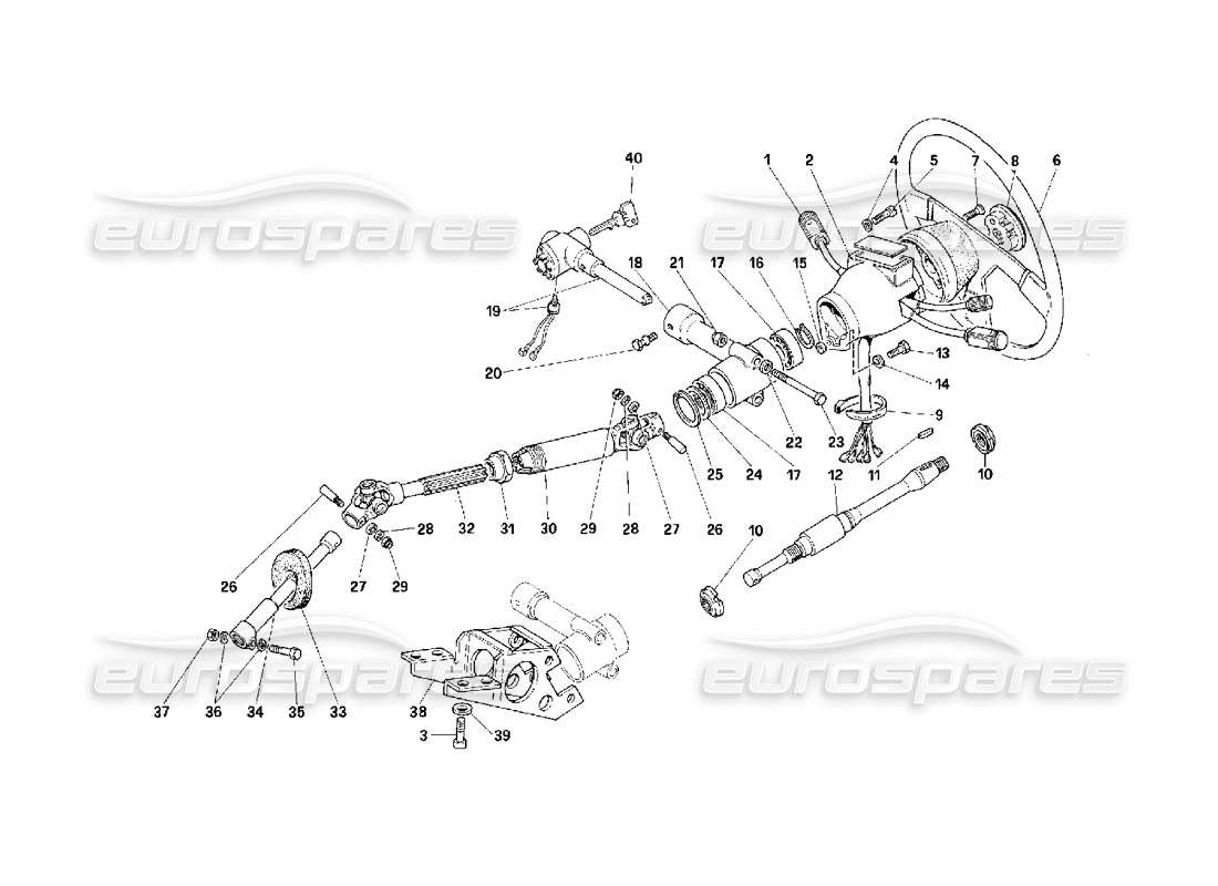 Ferrari F40 Lenksteuerung Teildiagramm