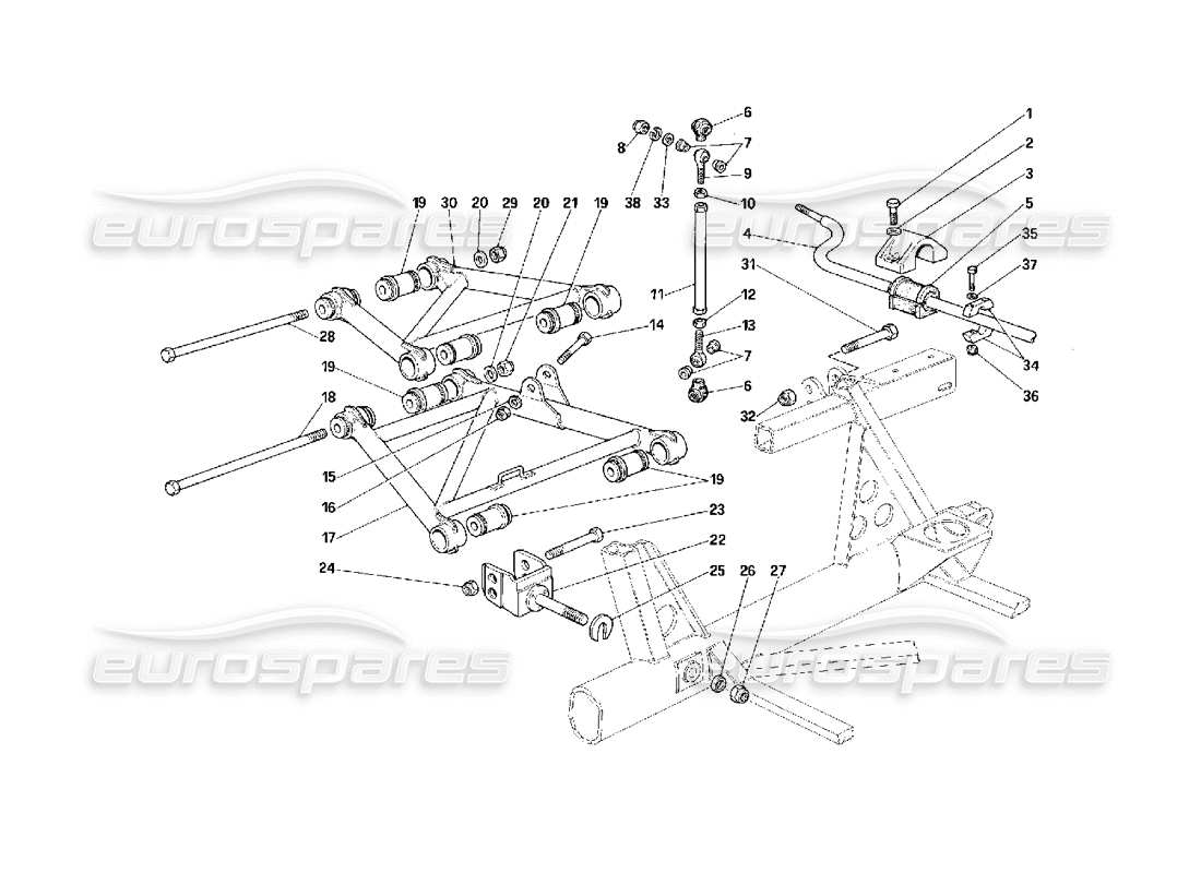 Ferrari F40 Hinterradaufhängung – Hebel Teildiagramm