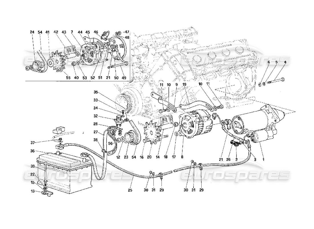 Ferrari F40 Derzeitige Generation Teilediagramm