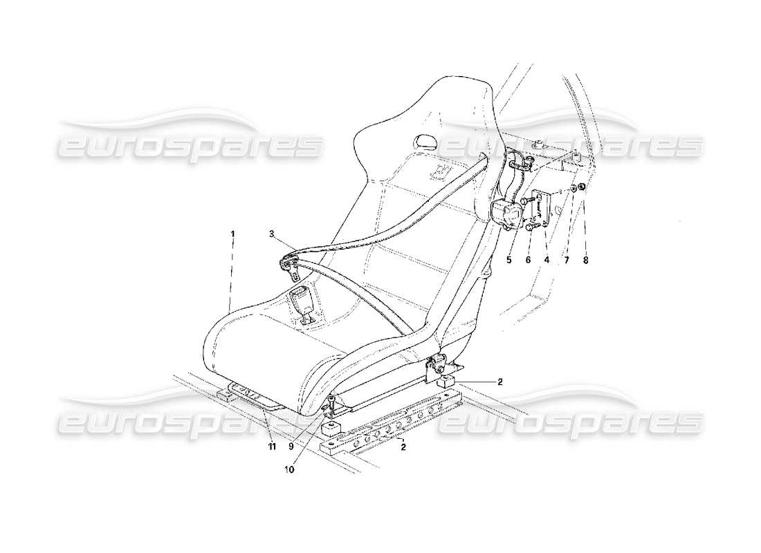 Ferrari F40 Sitze – Sicherheitsgurte – nicht für USA – Teildiagramm