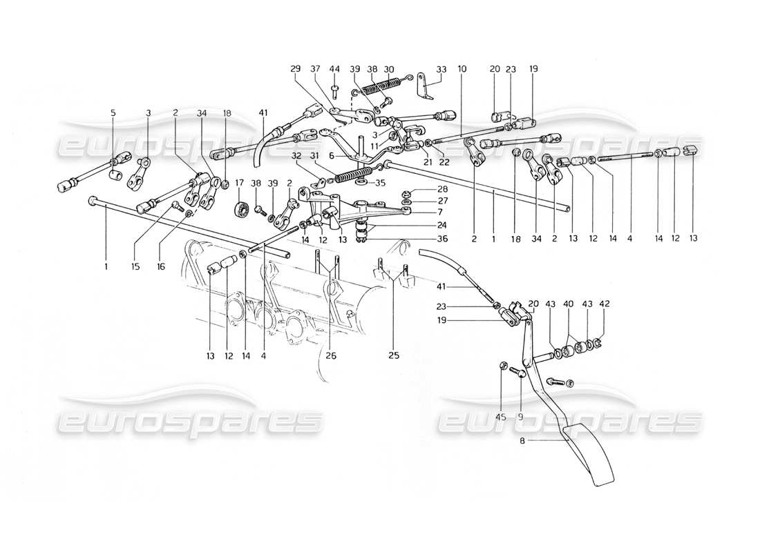 Ferrari 400 GT (Mechanik) Drosselklappensteuerung Teilediagramm