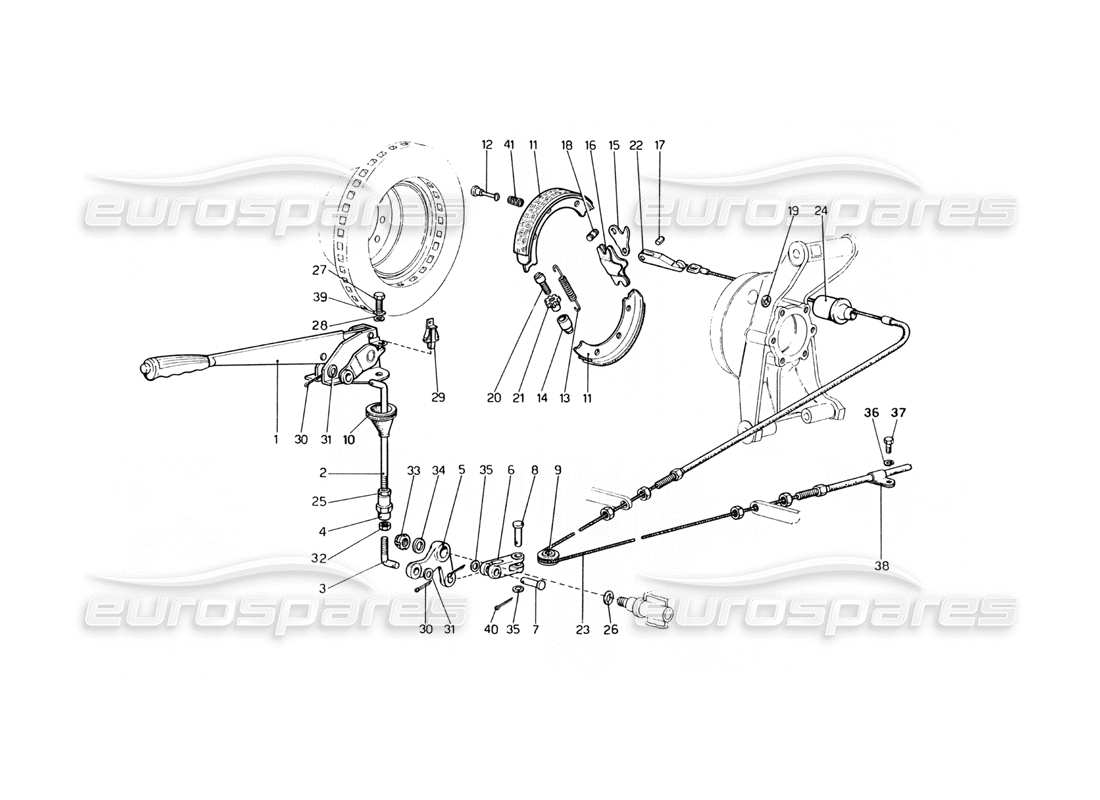 Ferrari 400 GT (Mechanik) Handbremssteuerung Teilediagramm