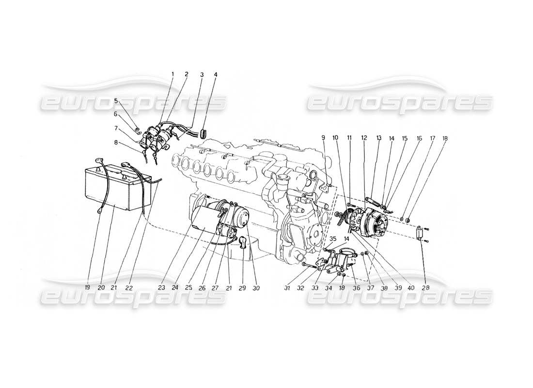 Ferrari 400 GT (Mechanik) Stromgenerator und Anlasser Teilediagramm