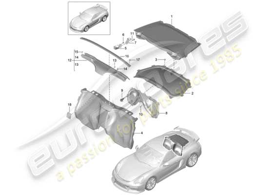 a part diagram from the Porsche Cayman GT4 (2016) parts catalogue