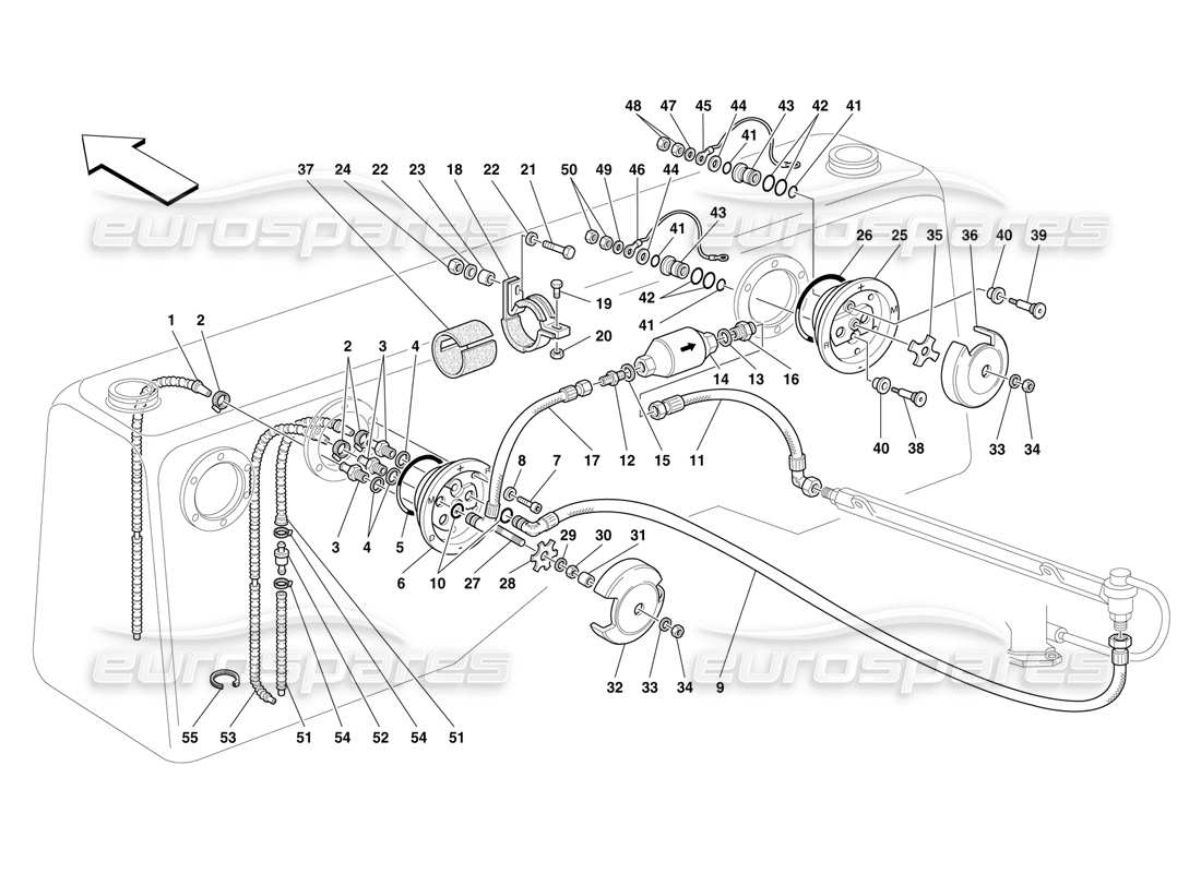 Ferrari F50 Kraftstoffeinspritzsystem Teilediagramm
