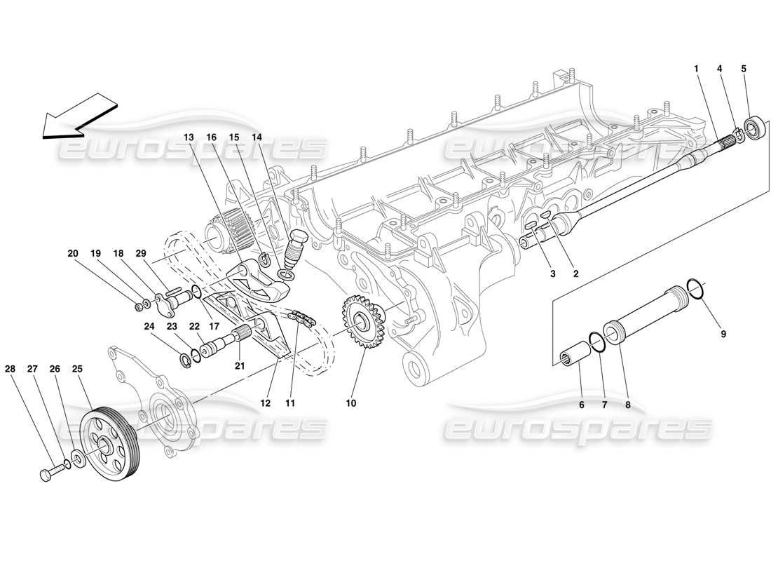 Ferrari F50 Öl-Wasser-Pumpe – Steuerung Teilediagramm