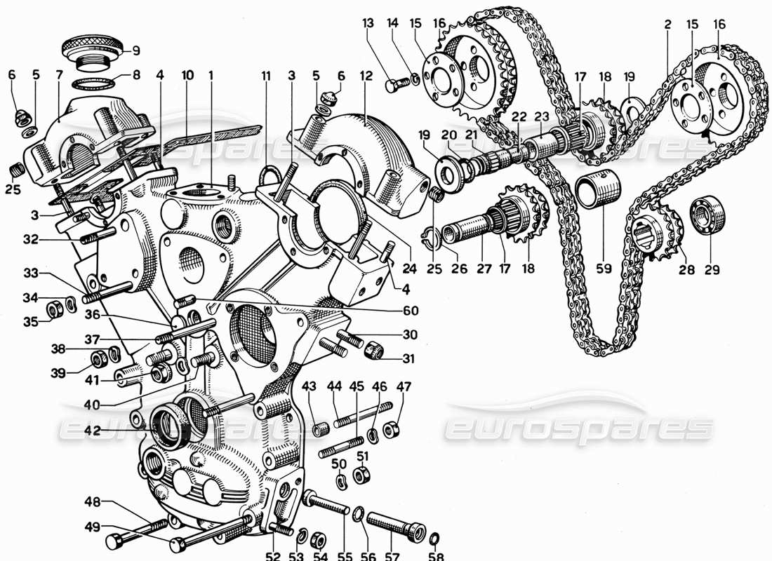 Ferrari 365 GT 2+2 (Mechanisches) Timing (Steuerung) Teildiagramm