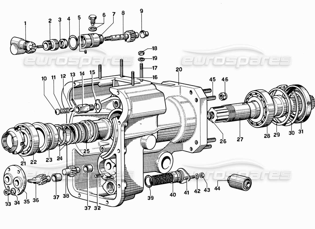Ferrari 365 GT 2+2 (Mechanisch) Hinteres Getriebegehäuse Teildiagramm
