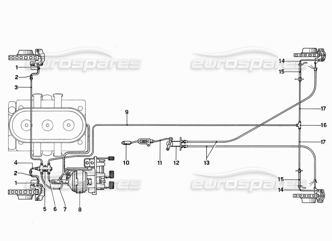 Ferrari 365 GT 2+2 (Mechanisch) Bremssystemschema Teildiagramm