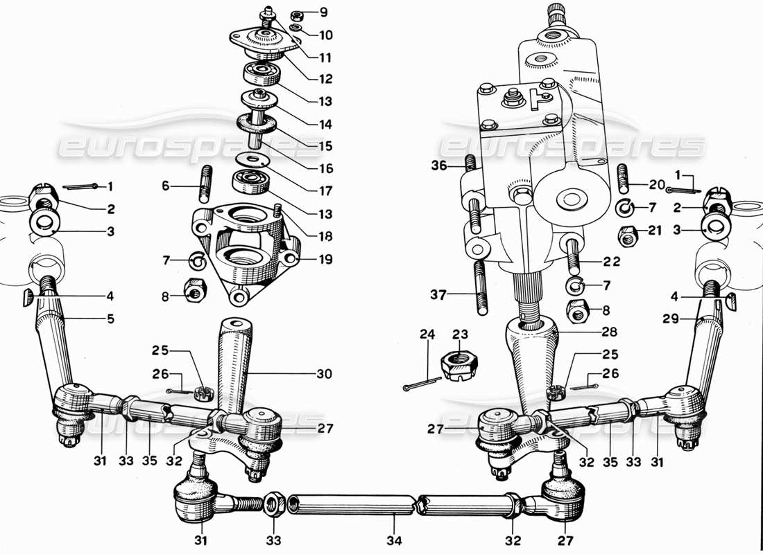Ferrari 365 GT 2+2 (Mechanisch) Lenkgestänge Teildiagramm