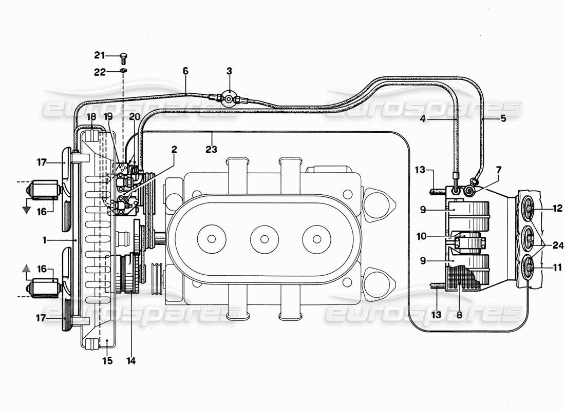 Ferrari 365 GT 2+2 (Mechanisch) Klimaanlage-Layout-Schema Teildiagramm