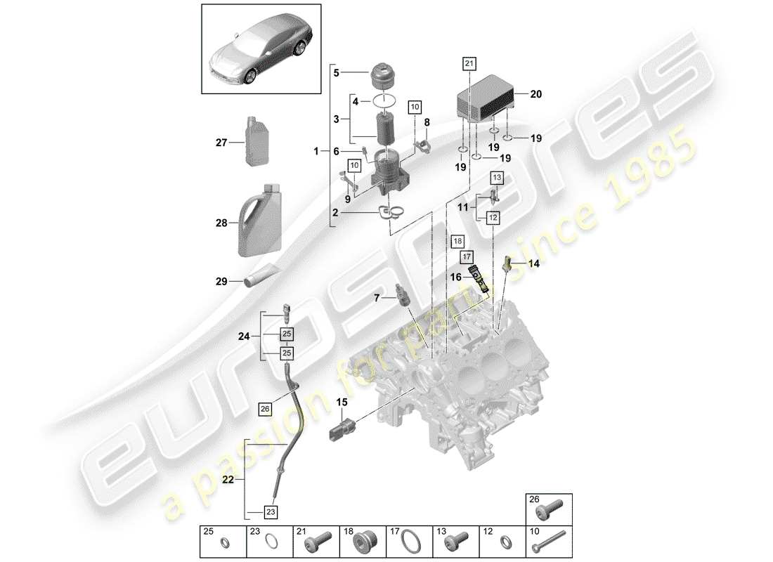 Porsche Panamera 971 (2017) Ölfilter Teilediagramm