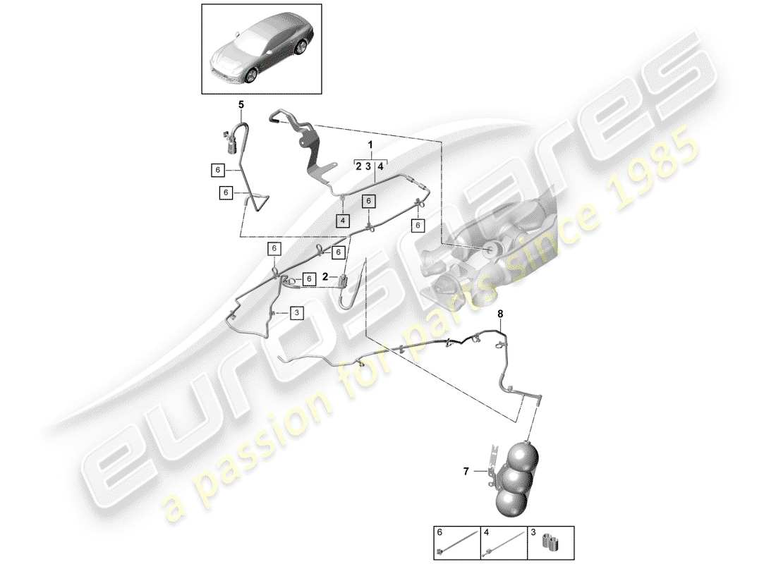 Porsche Panamera 971 (2017) Vakuumsystem Teilediagramm