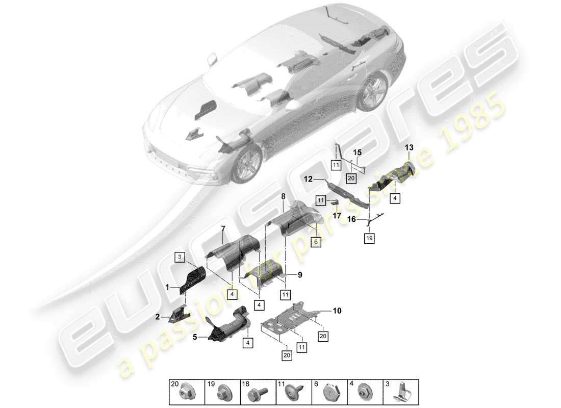 Porsche Panamera 971 (2017) Zierleisten Teilediagramm