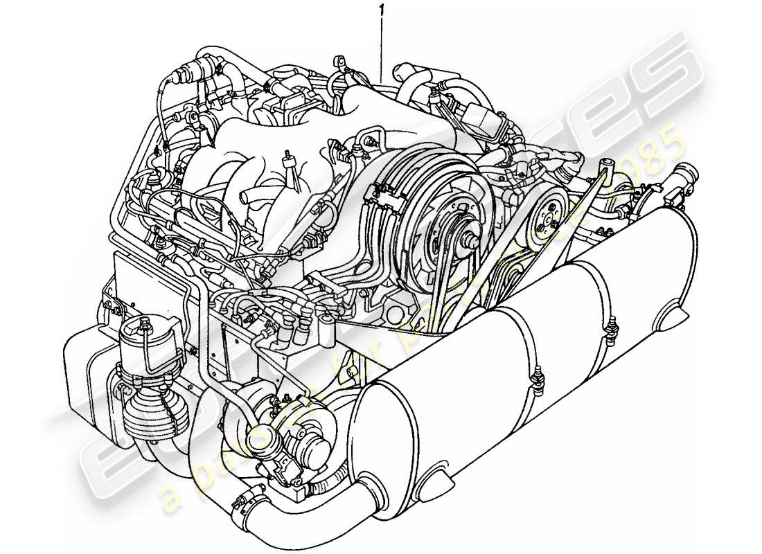 Porsche Replacement catalogue (1986) überholter Motor Teildiagramm