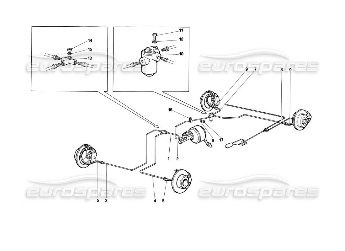 Ferrari Testarossa (1990) Bremssystem Teildiagramm