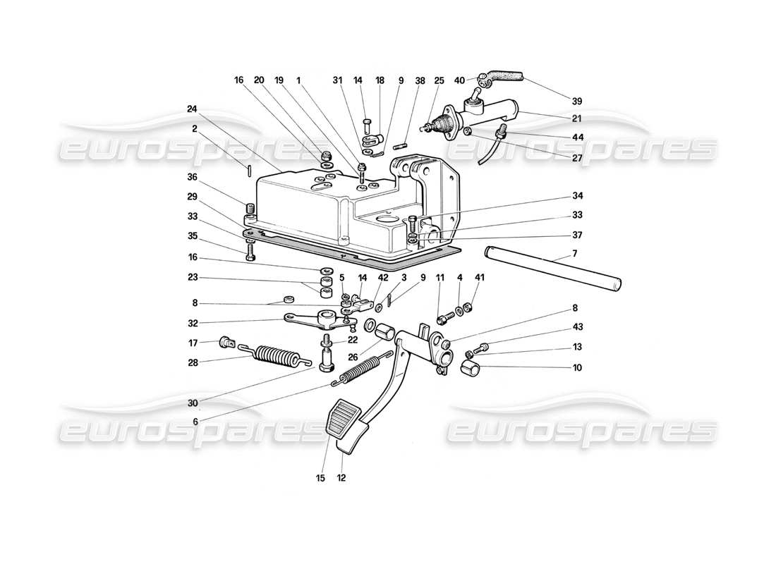 Ferrari Testarossa (1990) Kupplungsausrücksteuerung Teildiagramm