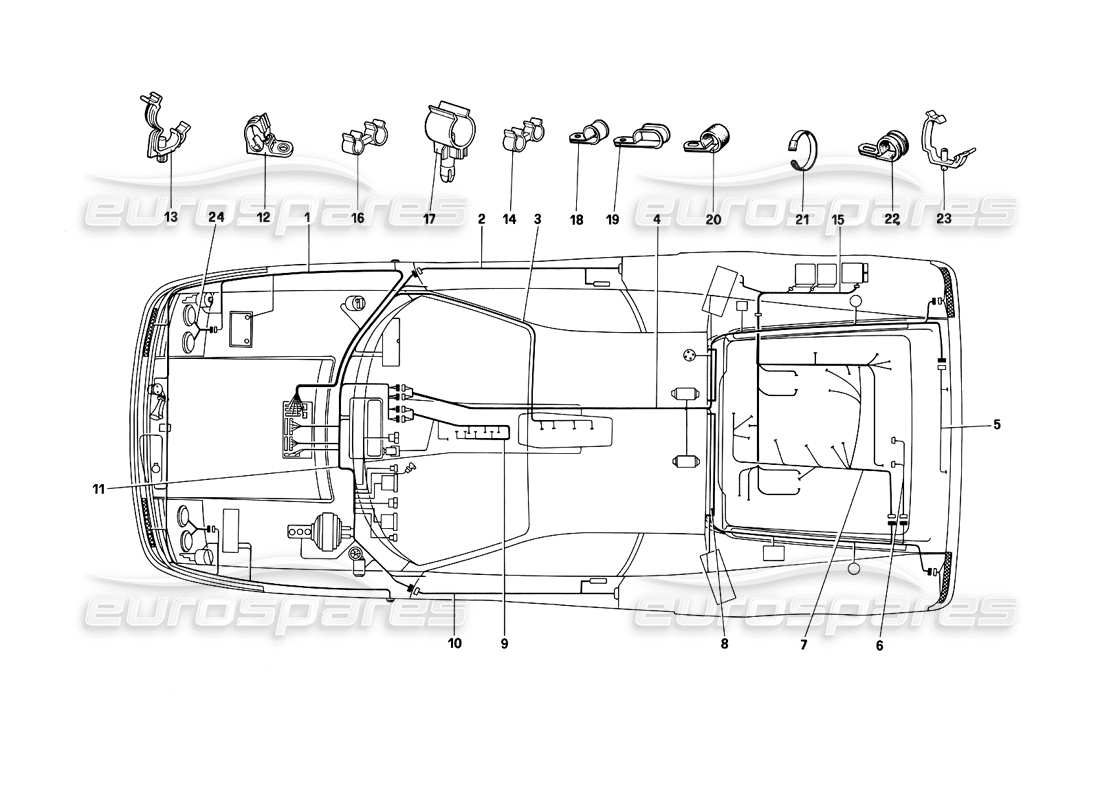 Ferrari Testarossa (1990) Elektronisches System Teilediagramm