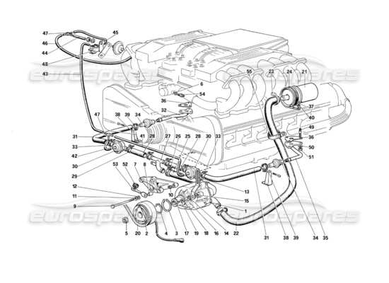 a part diagram from the Ferrari Testarossa (1990) parts catalogue