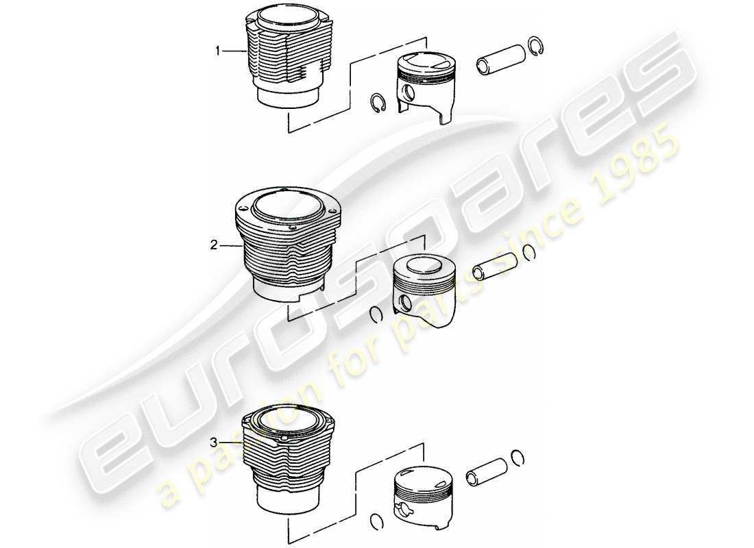 Porsche Replacement catalogue (2007) Zylinder mit Kolben Teildiagramm