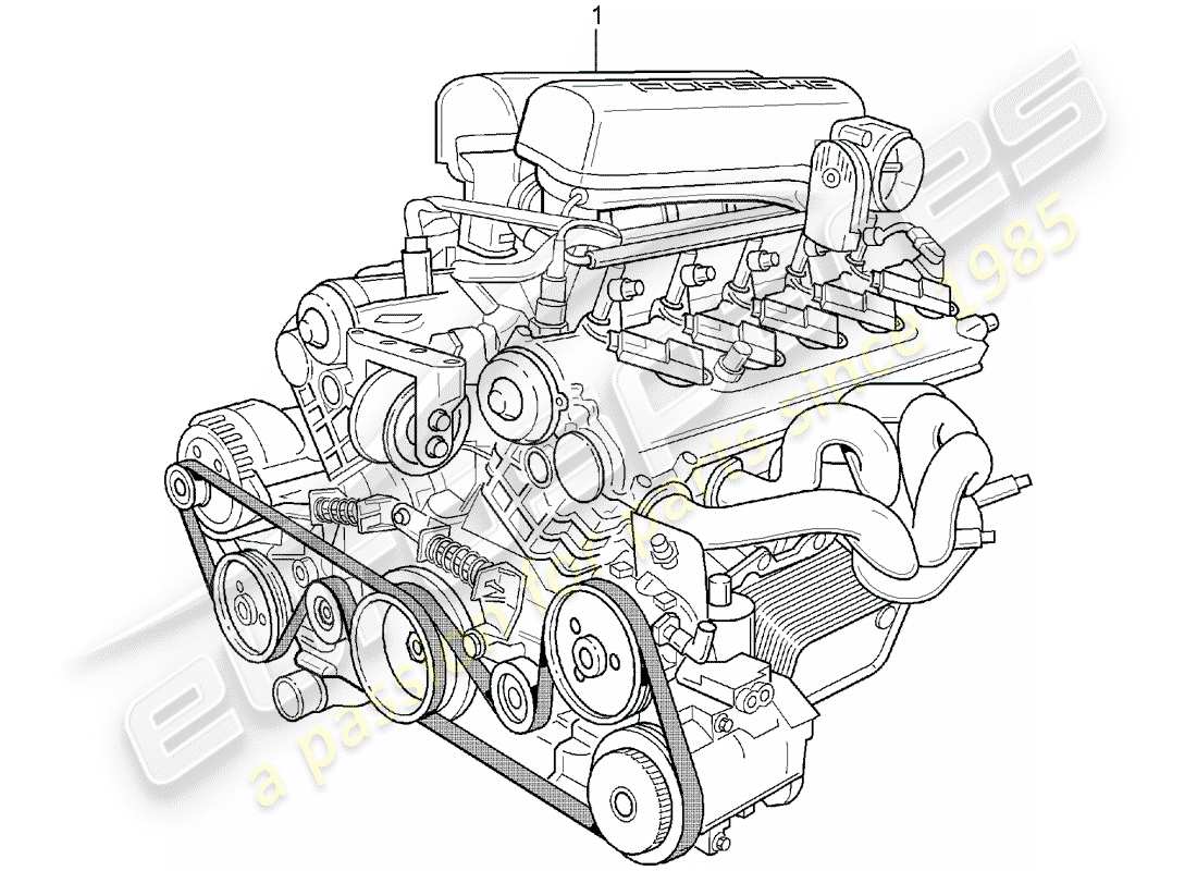 Porsche Replacement catalogue (2009) Austauschmotor Teildiagramm