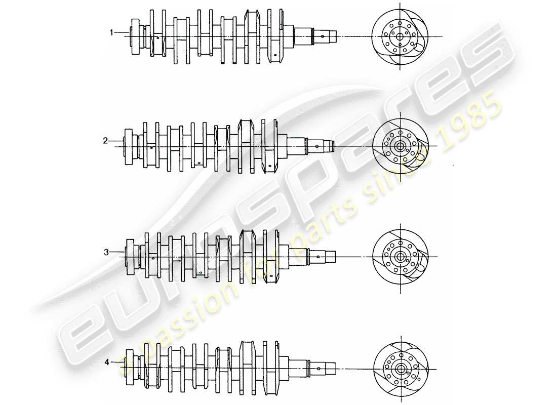 Porsche Replacement catalogue (2009) Kurbelwelle Teildiagramm