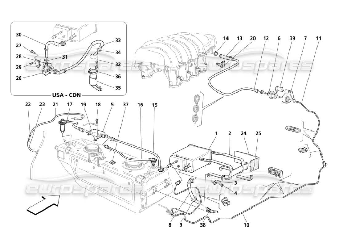 Maserati QTP. (2006) 4.2 Kraftstoffdampf-Recyclingsystem Teildiagramm