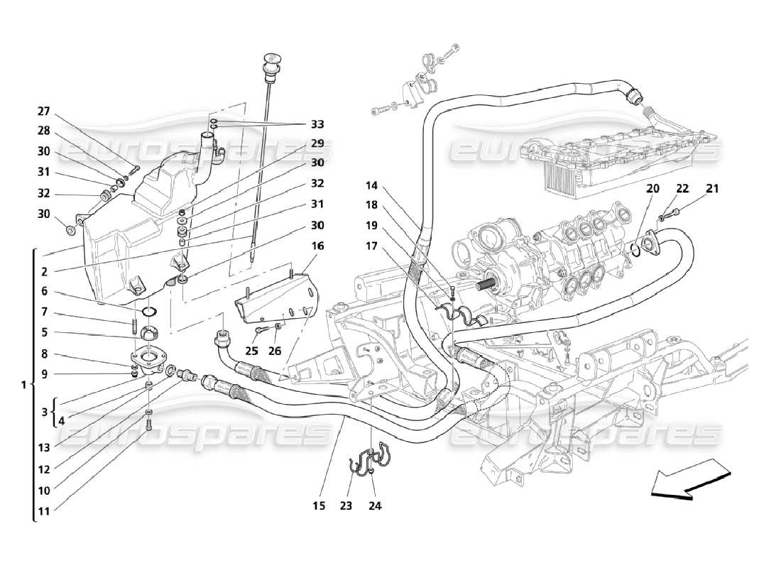 Maserati QTP. (2006) 4.2 Schmierung: Rohrleitungen und Rückgewinnung Teildiagramm