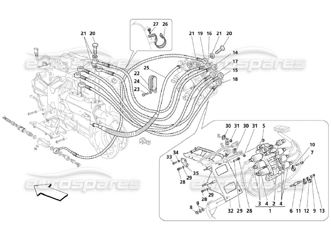 Maserati QTP. (2006) 4.2 Getriebesteuerungshydraulik: Antriebseinheit Teildiagramm