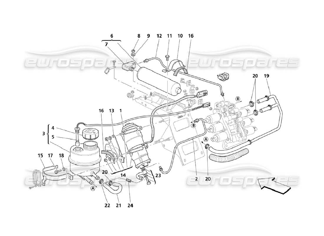 Maserati QTP. (2006) 4.2 Getriebesteuerungshydraulik: Tank und Pumpe Teildiagramm