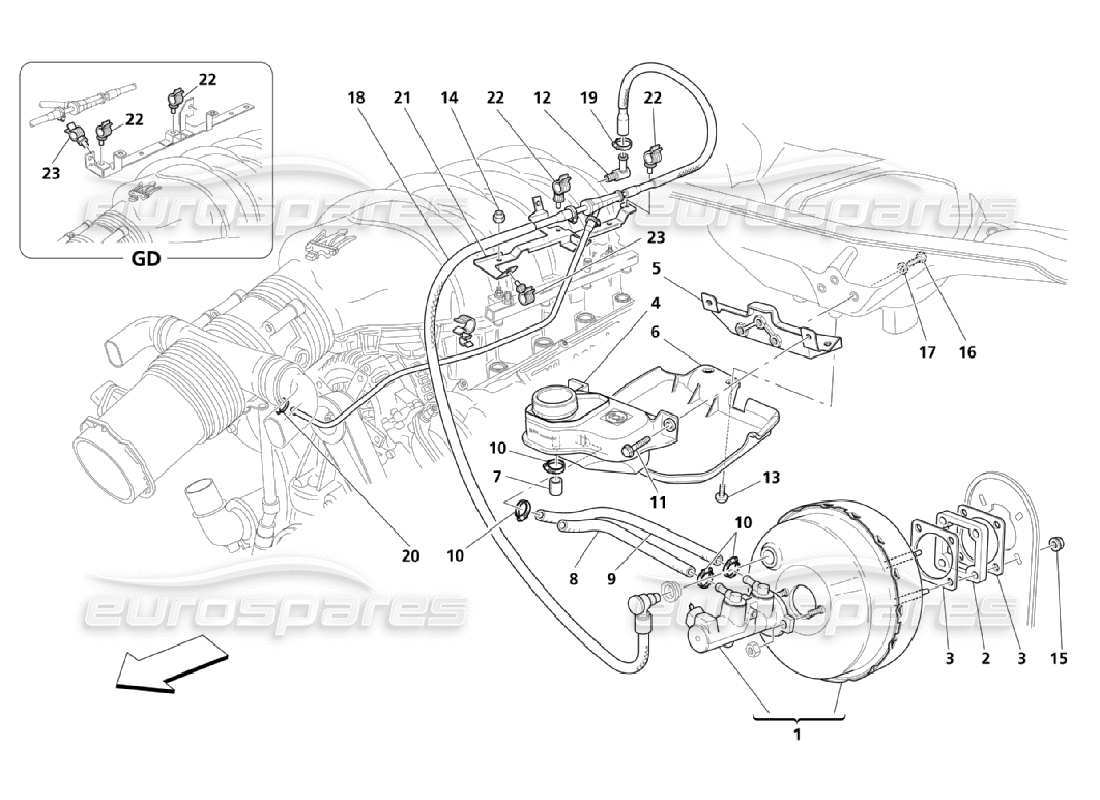 Maserati QTP. (2006) 4.2 Bremskraftverstärkersystem Teildiagramm