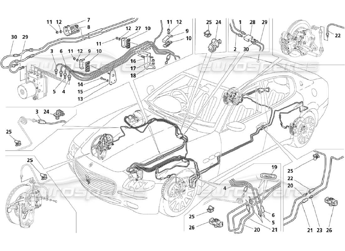 Maserati QTP. (2006) 4.2 Rohrleitungen (Seite 4-4) Teildiagramm