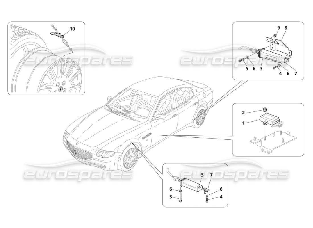 Maserati QTP. (2006) 4.2 Reifendruckkontrollsystem – optional – Teildiagramm