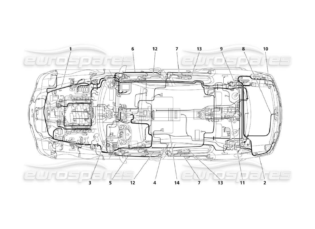 Maserati QTP. (2006) 4.2 Hauptkabel (Seite 1-2) Teilediagramm