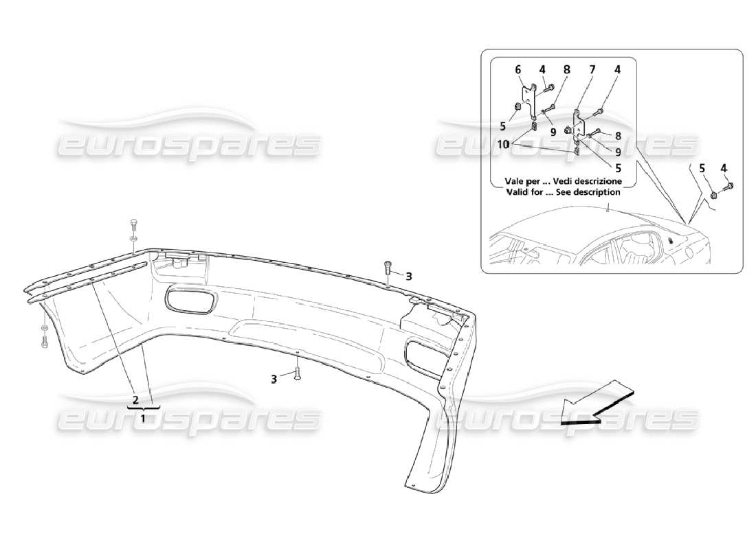 Maserati QTP. (2006) 4.2 Hintere Stoßstange Teildiagramm