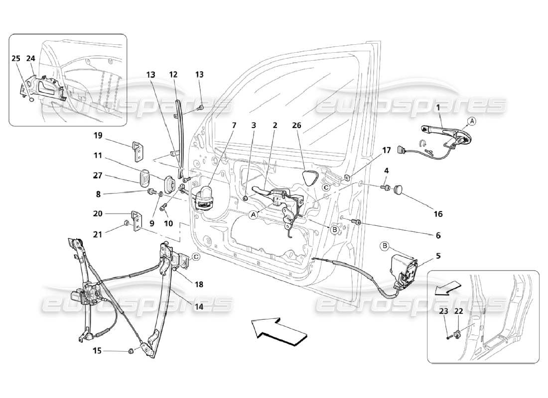 Maserati QTP. (2006) 4.2 Vordertüren: Bewegungsgeräte Teildiagramm