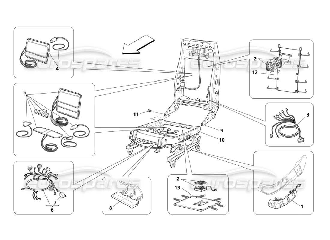 Maserati QTP. (2006) 4.2 Front Seats: Mechanics & Electronics Teildiagramm