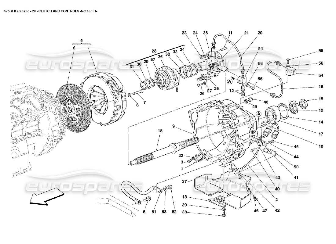 Ferrari 575M Maranello Kupplung und Steuerung nicht für F1 Teilediagramm