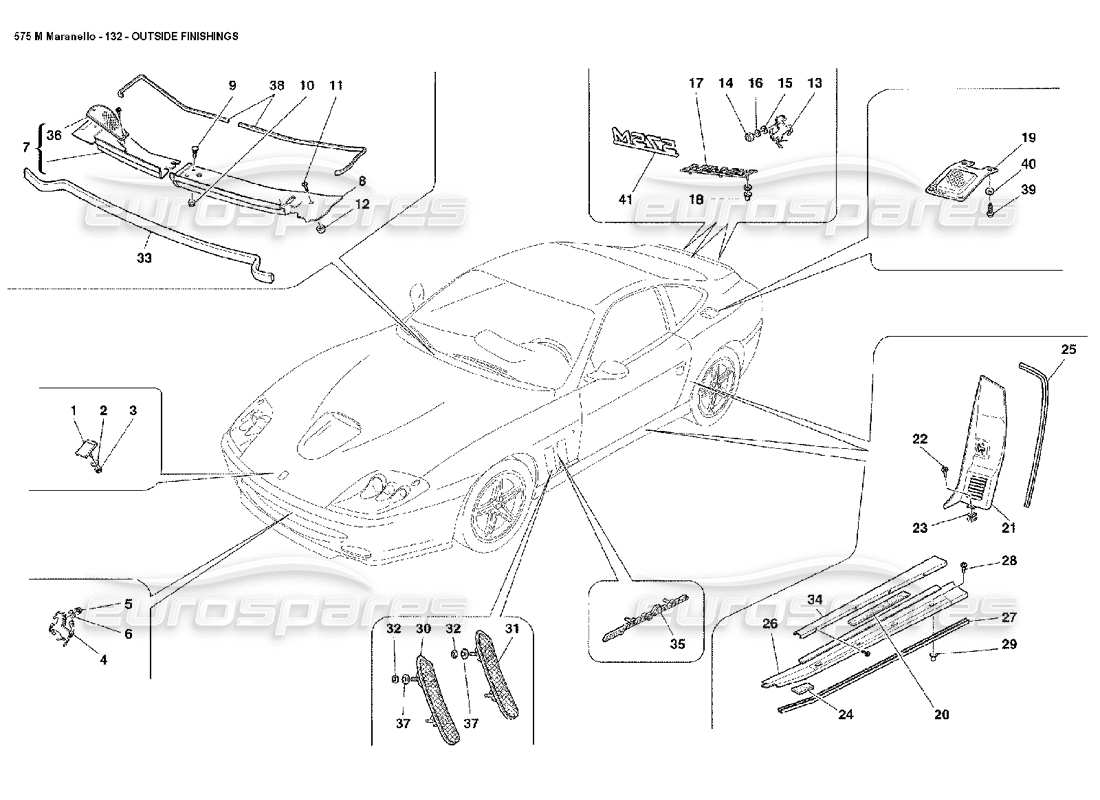Ferrari 575M Maranello Außenveredelungen Teilediagramm