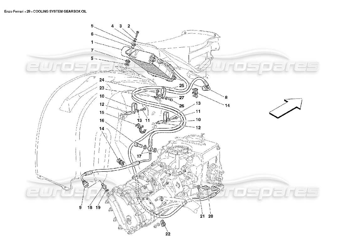 Ferrari Enzo Kühlsystem-Getriebeöl Teilediagramm