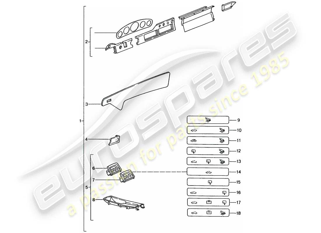 Porsche Tequipment catalogue (1998) PASSAGIERABTEIL Teildiagramm