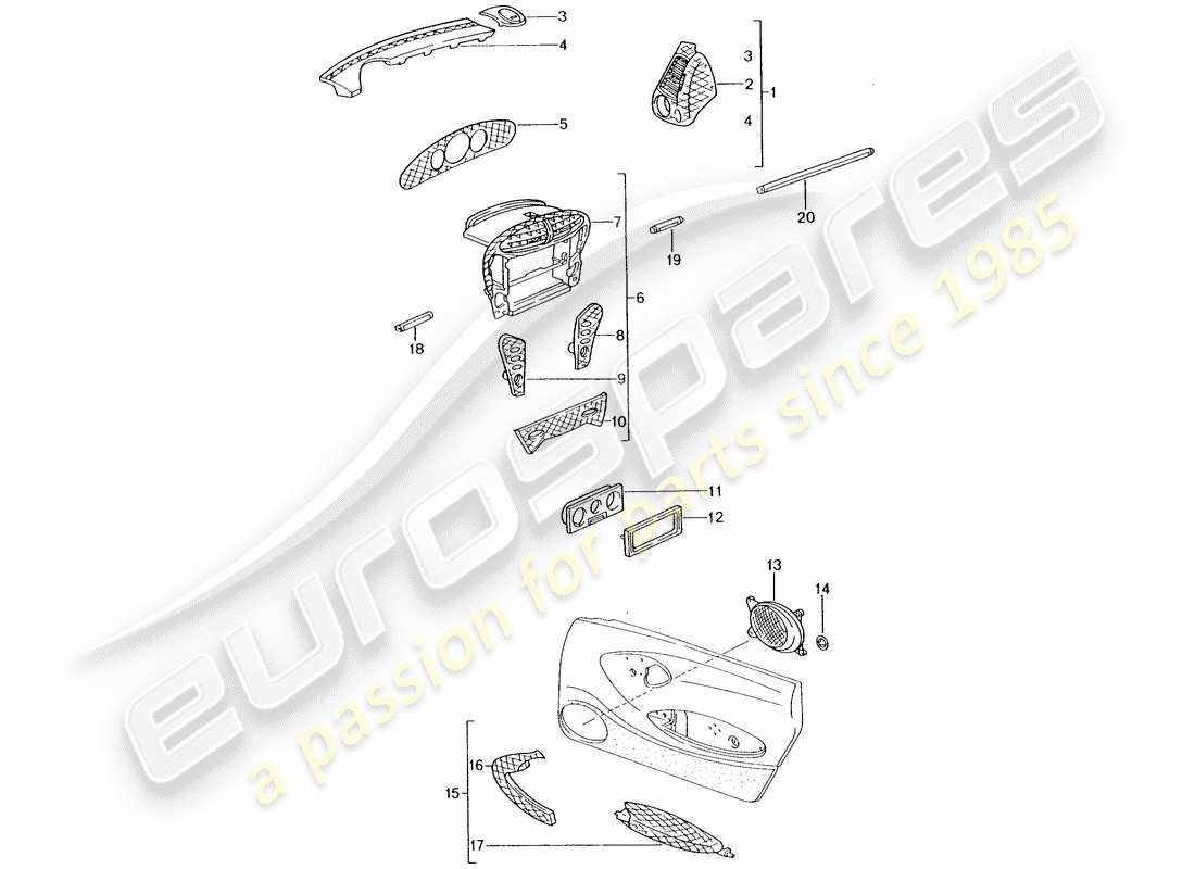 Porsche Tequipment catalogue (2003) PASSAGIERABTEIL Teildiagramm