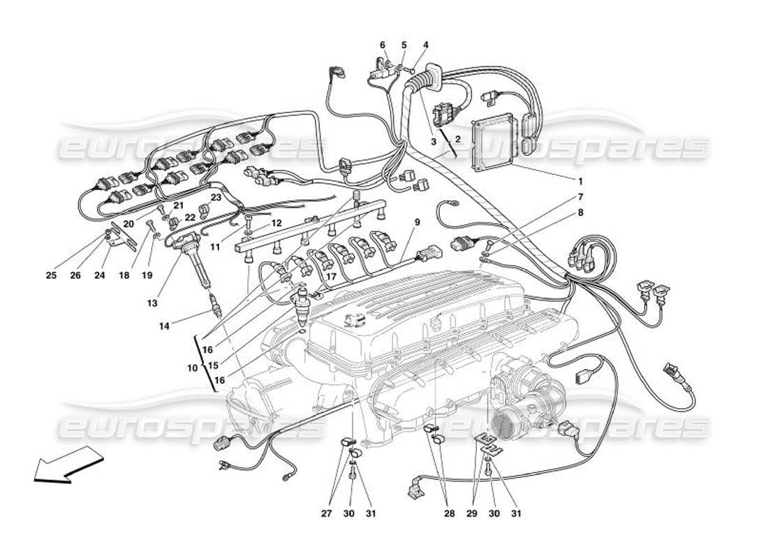 Ferrari 575 Superamerica Einspritzung - Zündgerät Teilediagramm