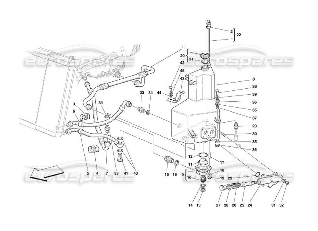 Ferrari 575 Superamerica Schmiersystem – Tank Teilediagramm