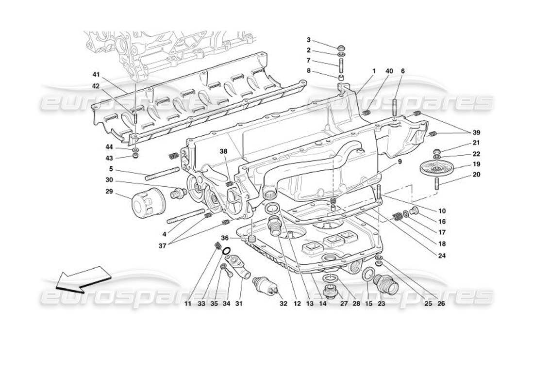 Ferrari 575 Superamerica Schmierung – Ölwannen und Filter Teildiagramm