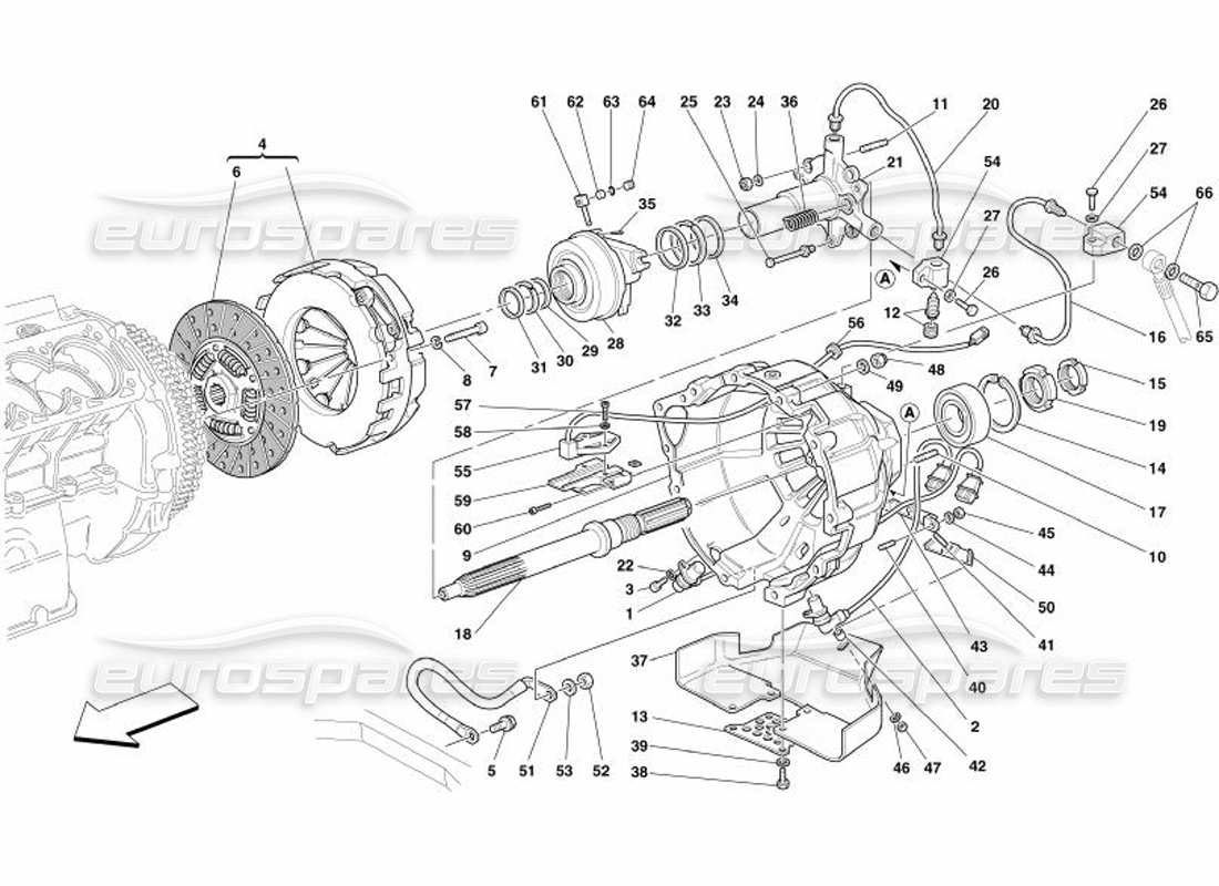 Ferrari 575 Superamerica Kupplung und Bedienelemente – gültig für F1- Teildiagramm